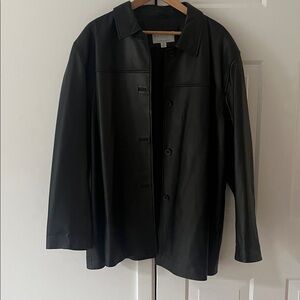 Sonoma Lambskin Leather Black Button Front Jacket/Coat Plus Size 3X  EEEEEUC